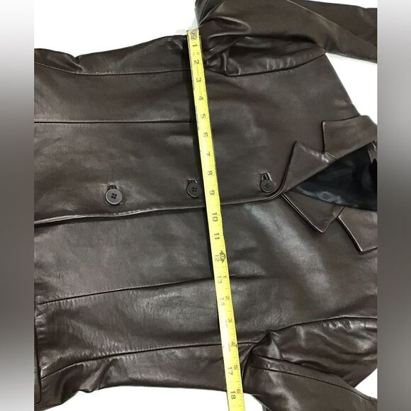 Trussardi Collezione Pelle Brown Leather Blazer Jacket Size 44 - Picture 8 of 16